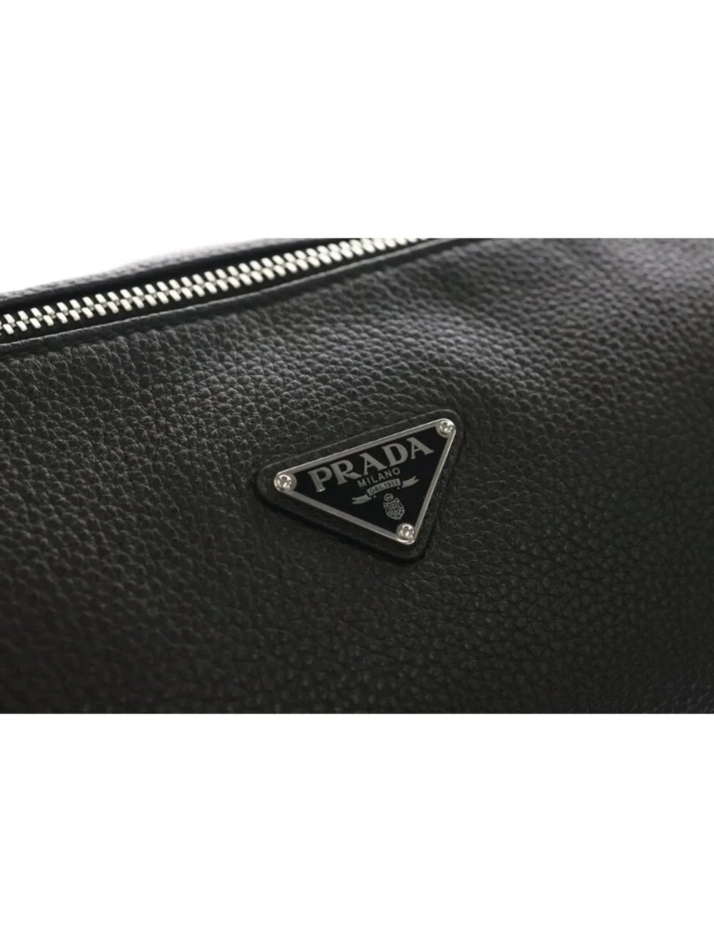 Prada Vitello Daino Shoulder Bag Triangle Logo Black